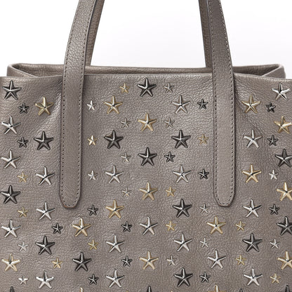 Jimmy Choo Metallic Calfskin Small Sofia Star Studded Tote Grey 10 of 10