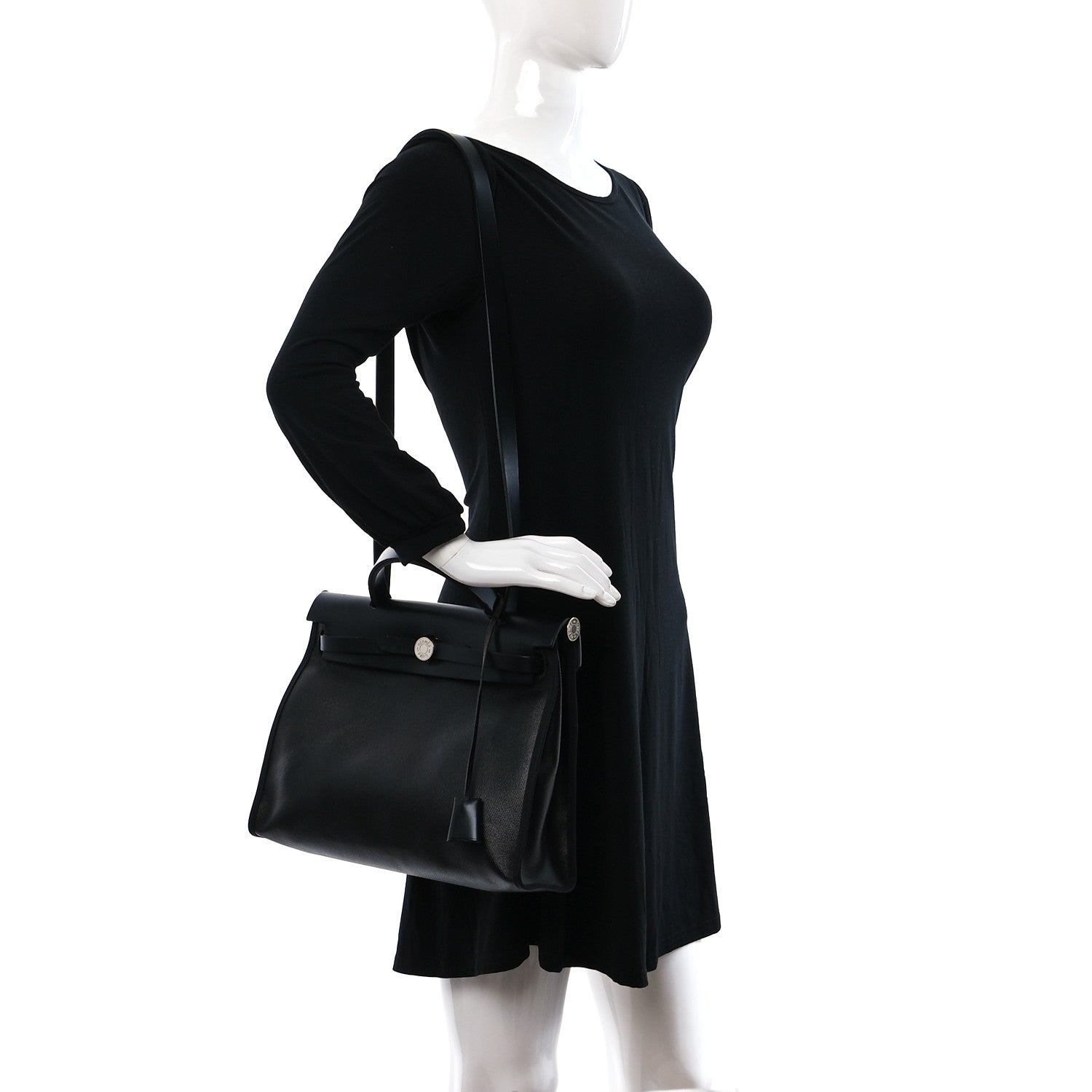 Hermes Toile H Berline Vache Hunter Herbag Zip PM 31 Black Ecru 2 of 14