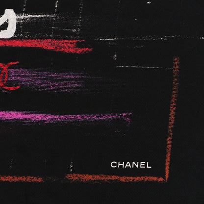 Chanel Silk Twill Chalk Print CC Square Scarf Black 2 of 4