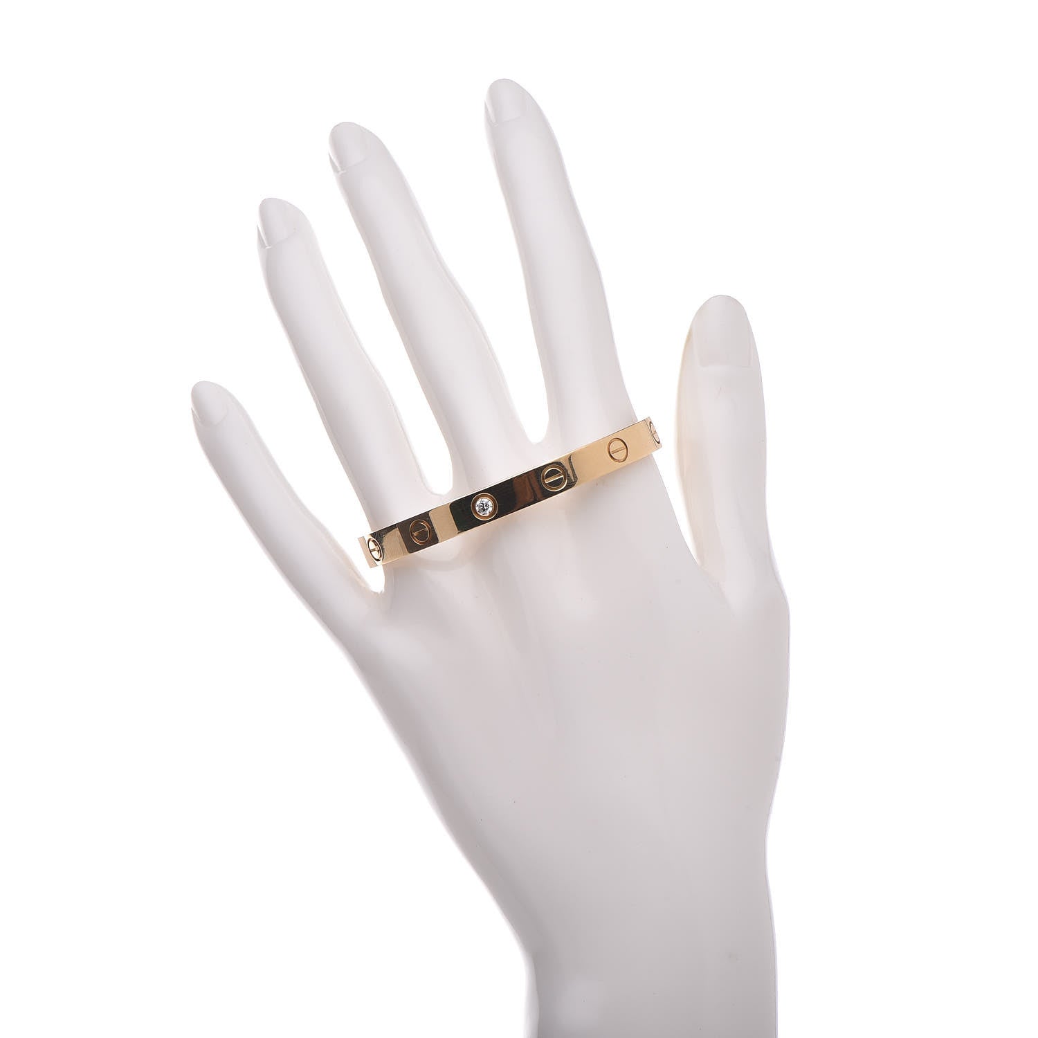 Cartier 18K Yellow Gold 1 Diamond LOVE Cuff Bracelet 16 2 of 4