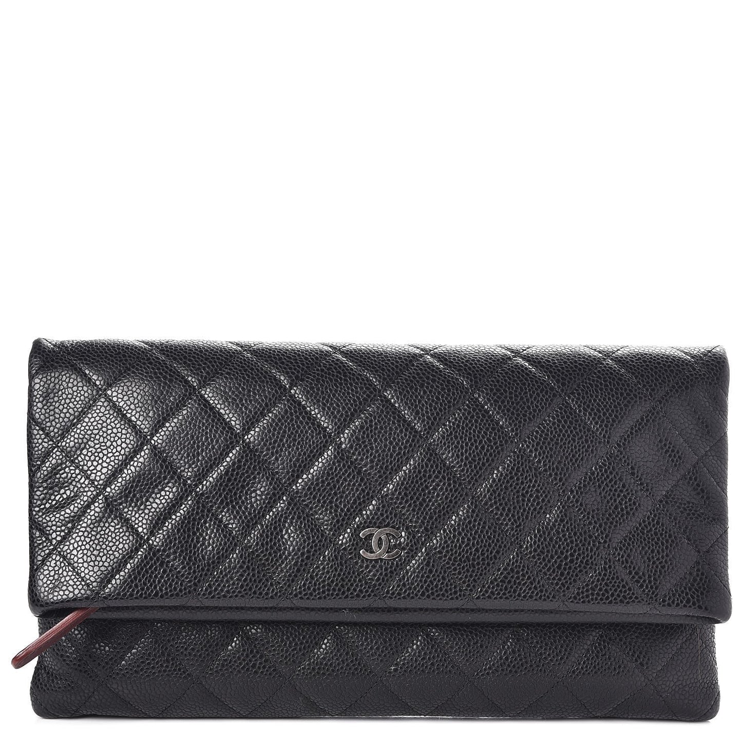 Caviar Quilted CC Beauty Clutch Black