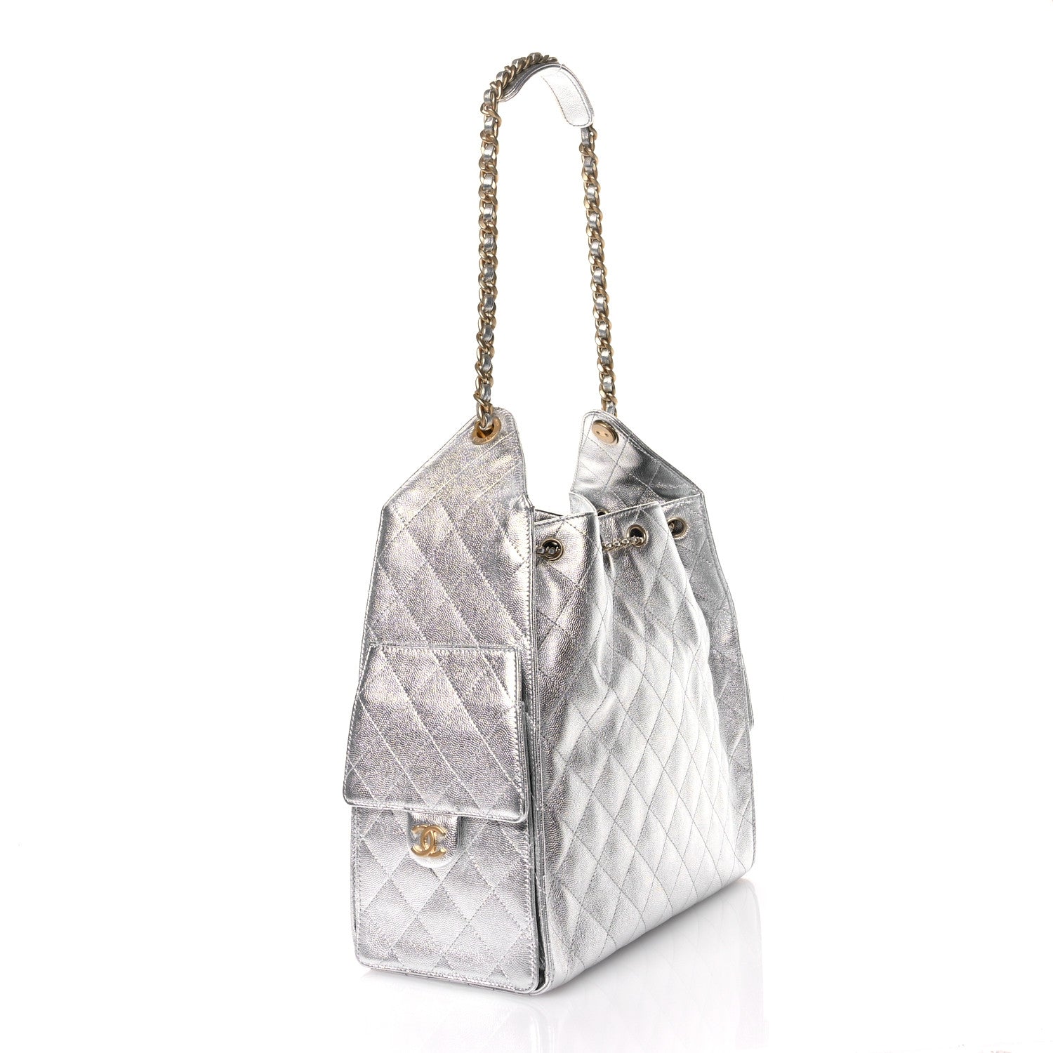Chanel Metallic Caviar Quilted Medium Chanel 25 Handbag Silver 4 of 12