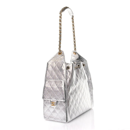 Chanel Metallic Caviar Quilted Medium Chanel 25 Handbag Silver 4 of 12