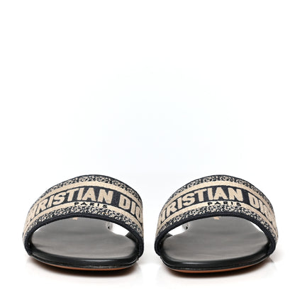 Christian Dior Canvas Embroidered Dway Mules Slide Sandals 38 Deep Blue 2 of 8