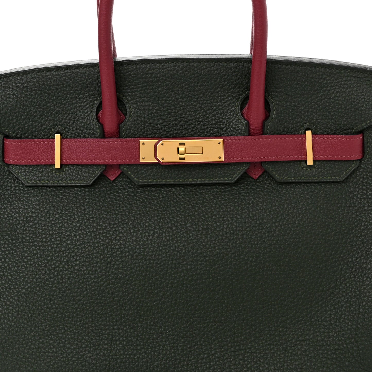 Togo Bi-Color Horseshoe Birkin 30 Garnet Vert Fonce