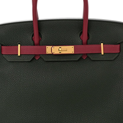Hermes Togo Bi-Color Horseshoe Birkin 30 Garnet Vert Fonce 7 of 9
