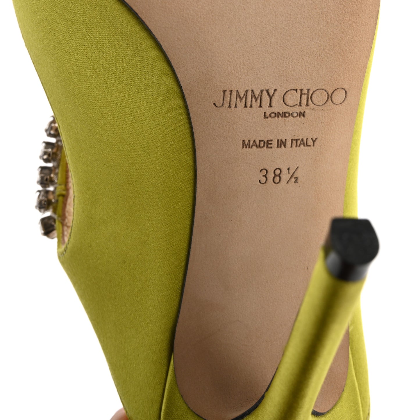 Satin Crystal Bing 85 Pumps 38.5 Lime