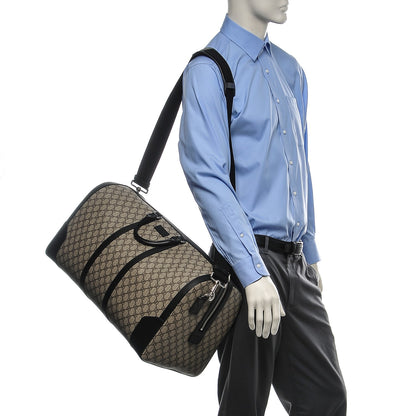 Gucci GG Supreme Monogram Selleria Calfskin Large Duffle Beige Ebony Black 2 of 6