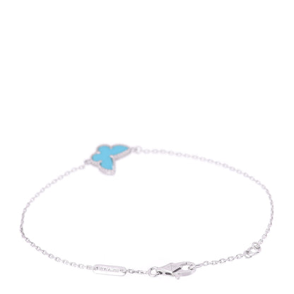 Van Cleef & Arpels 18K White Gold Turquoise Sweet Alhambra Butterfly Bracelet 3 of 5