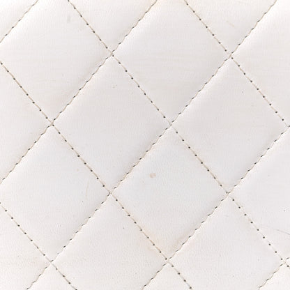 Chanel Lambskin Quilted Golden Plate Clutch With Chain White 17 of 20