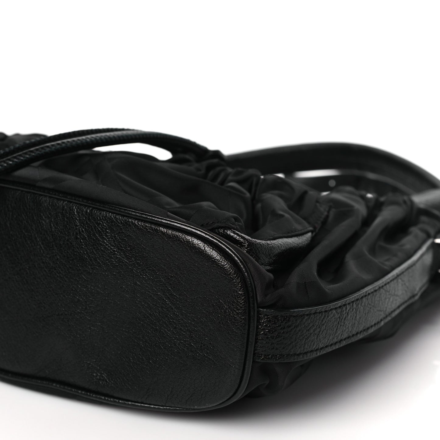 Nylon Tonal Check Drawstring Tote Black
