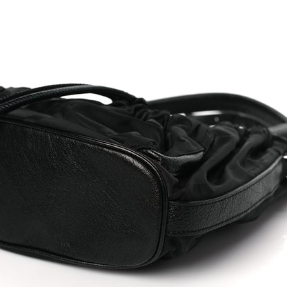 Burberry Nylon Tonal Check Drawstring Tote Black 8 of 8