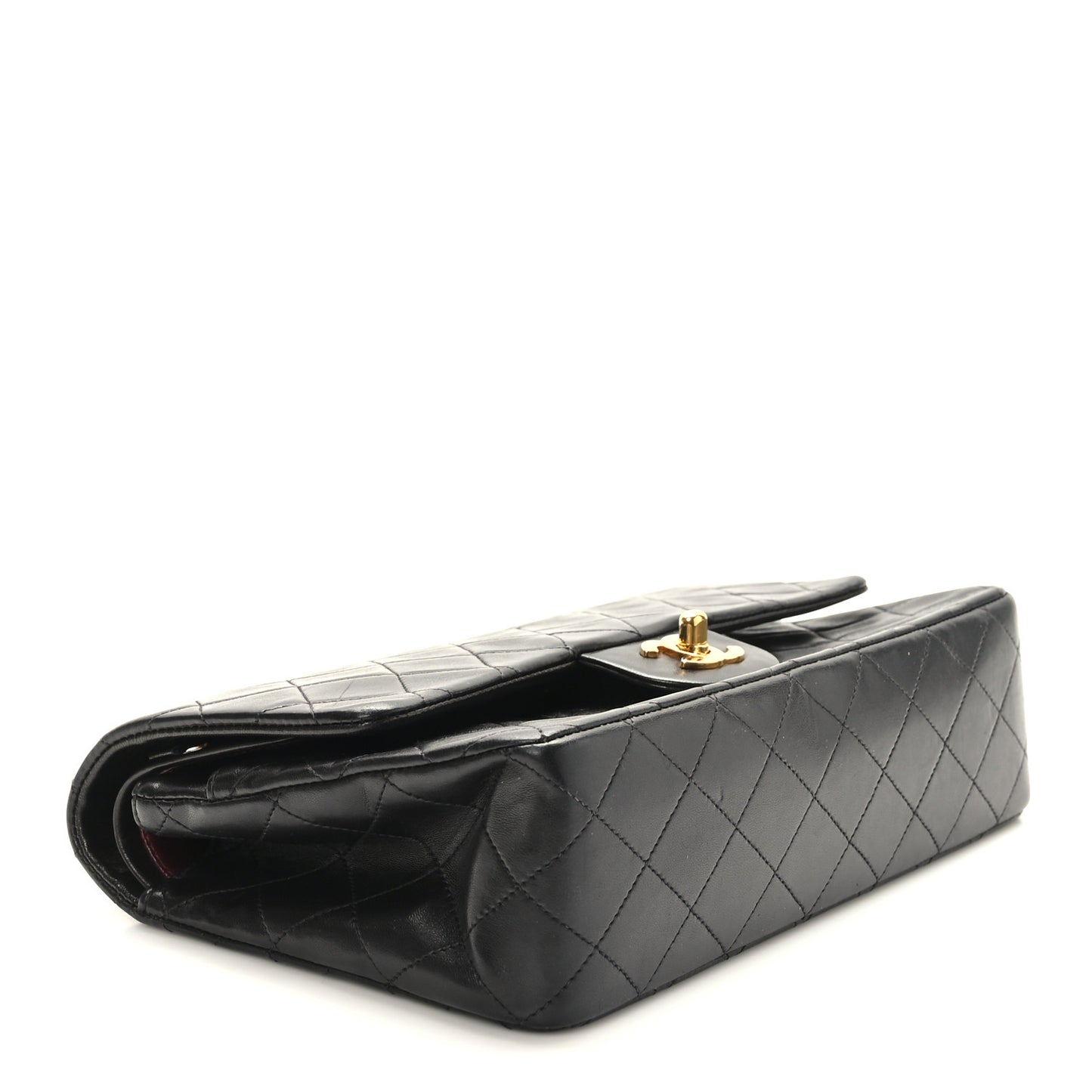 Lambskin Quilted Medium Double Flap Black