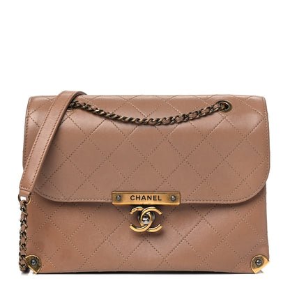 Chanel Shiny Lambskin Quilted Around The Corner Flap Beige 1 of 7