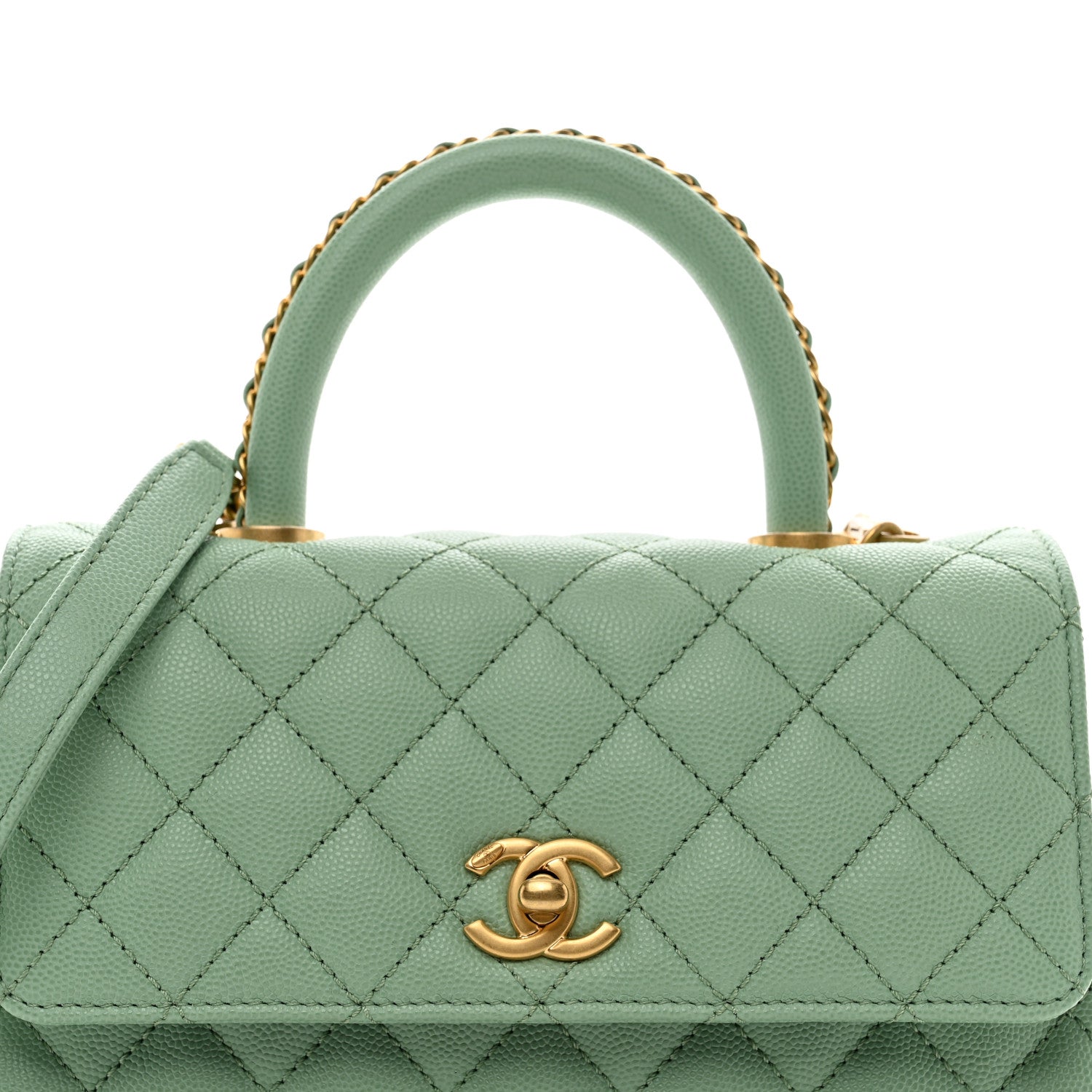 Chanel Caviar Quilted Mini Coco Chain Handle Flap Light Green 5 of 10