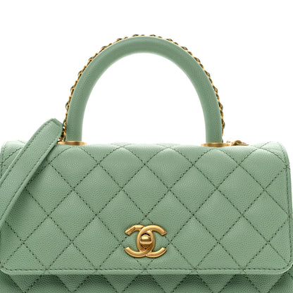 Chanel Caviar Quilted Mini Coco Chain Handle Flap Light Green 5 of 10