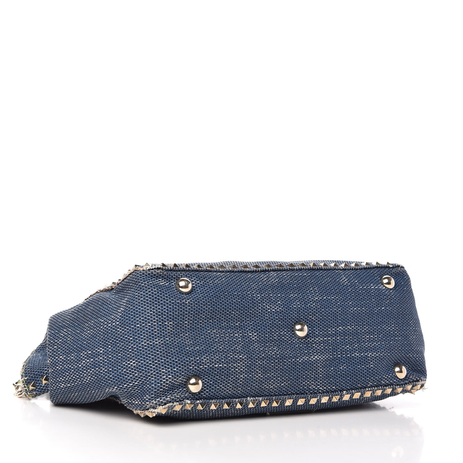 Valentino Garavani Denim Medium Rockstud Tote Blue Green 4 of 13