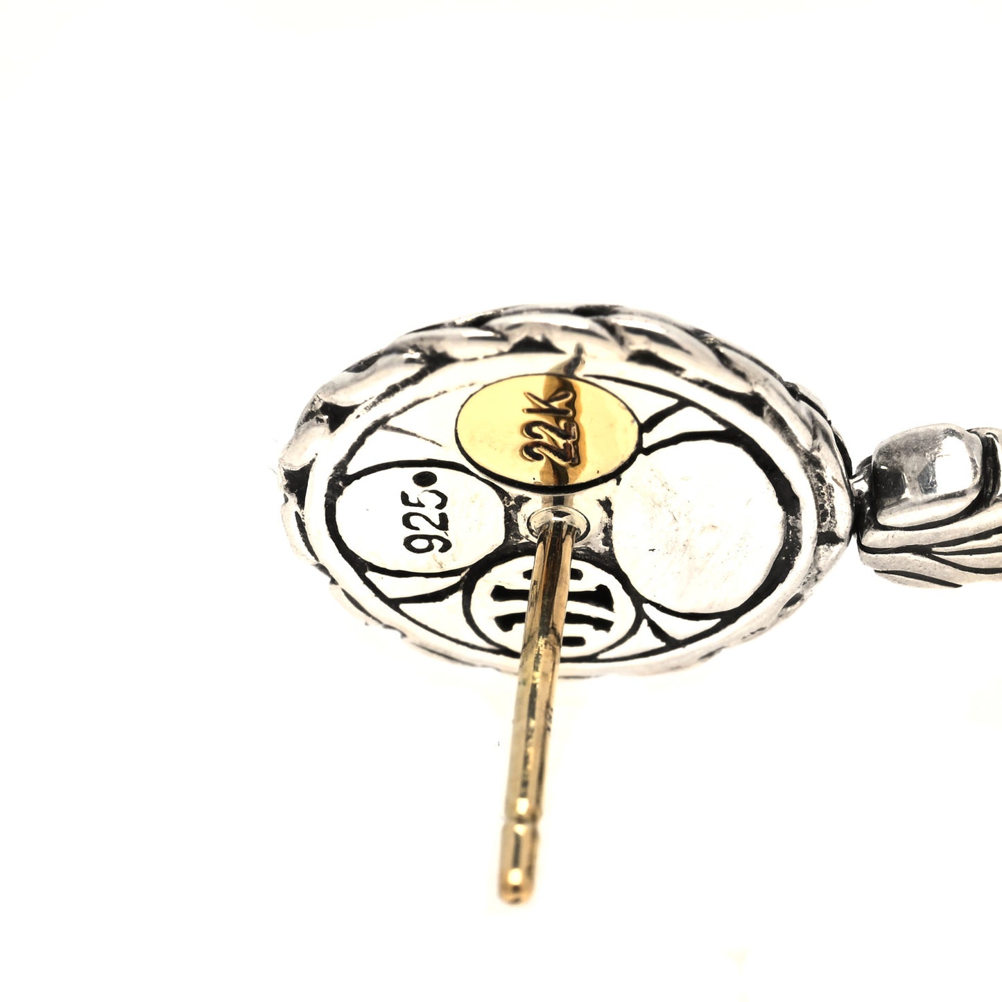 Sterling Silver 22K Yellow Gold Palu Round Drop Earrings