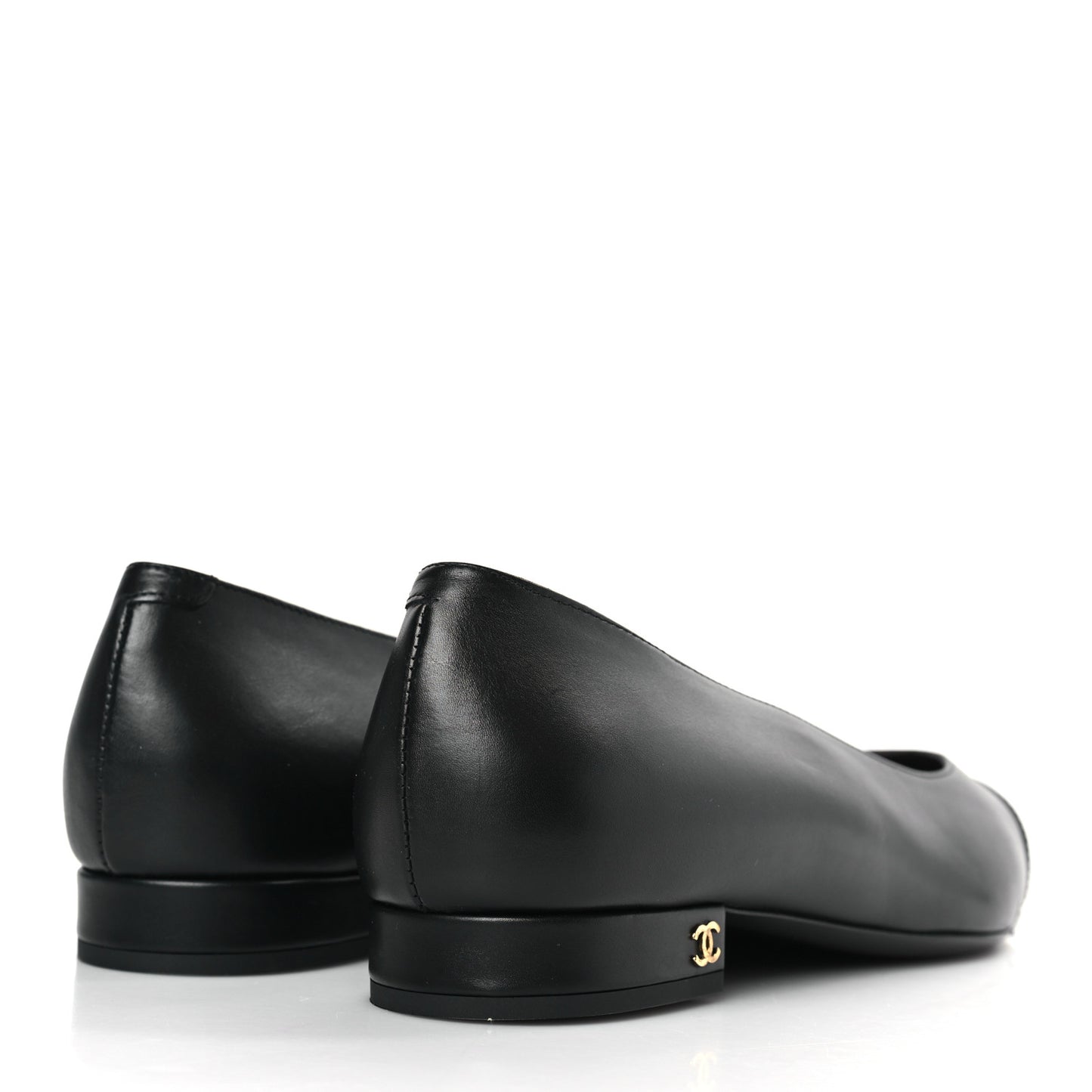 Lambskin Cap Toe Ballerina Flats 40.5 Black