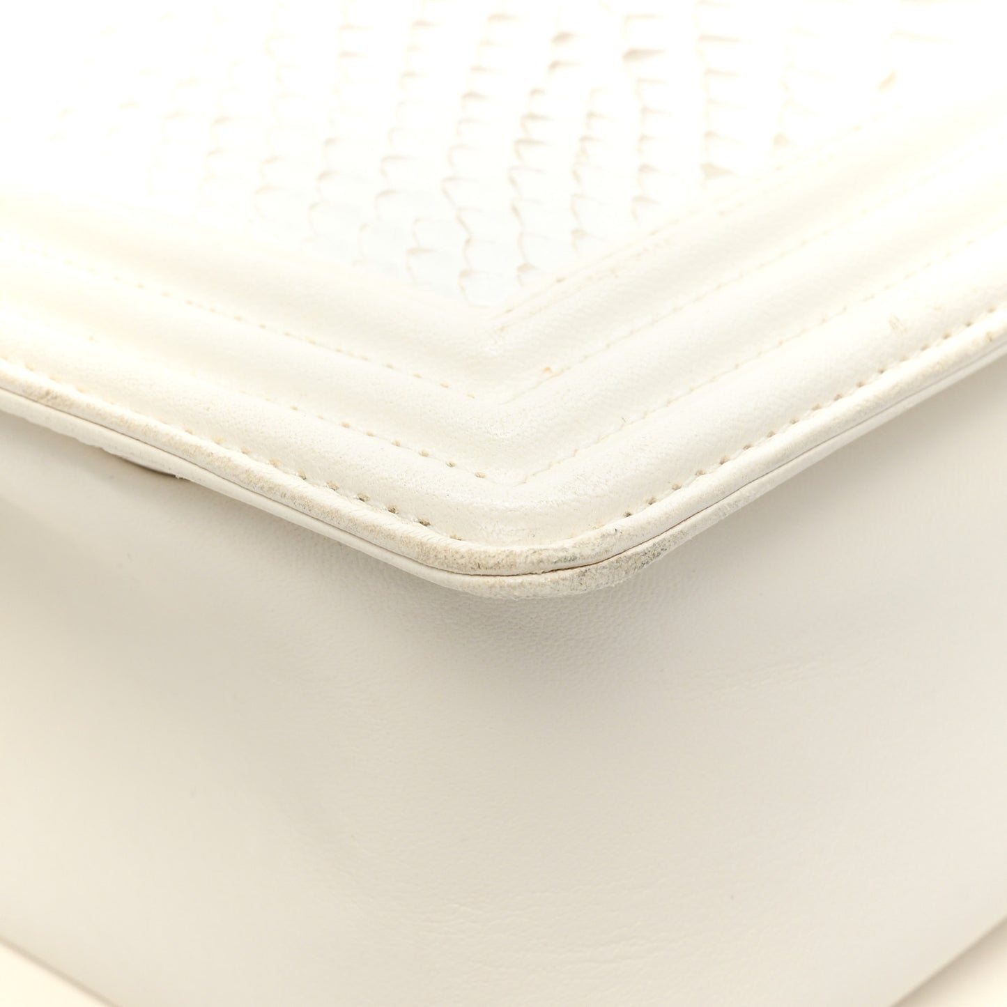 Snakeskin Medium Boy Flap White