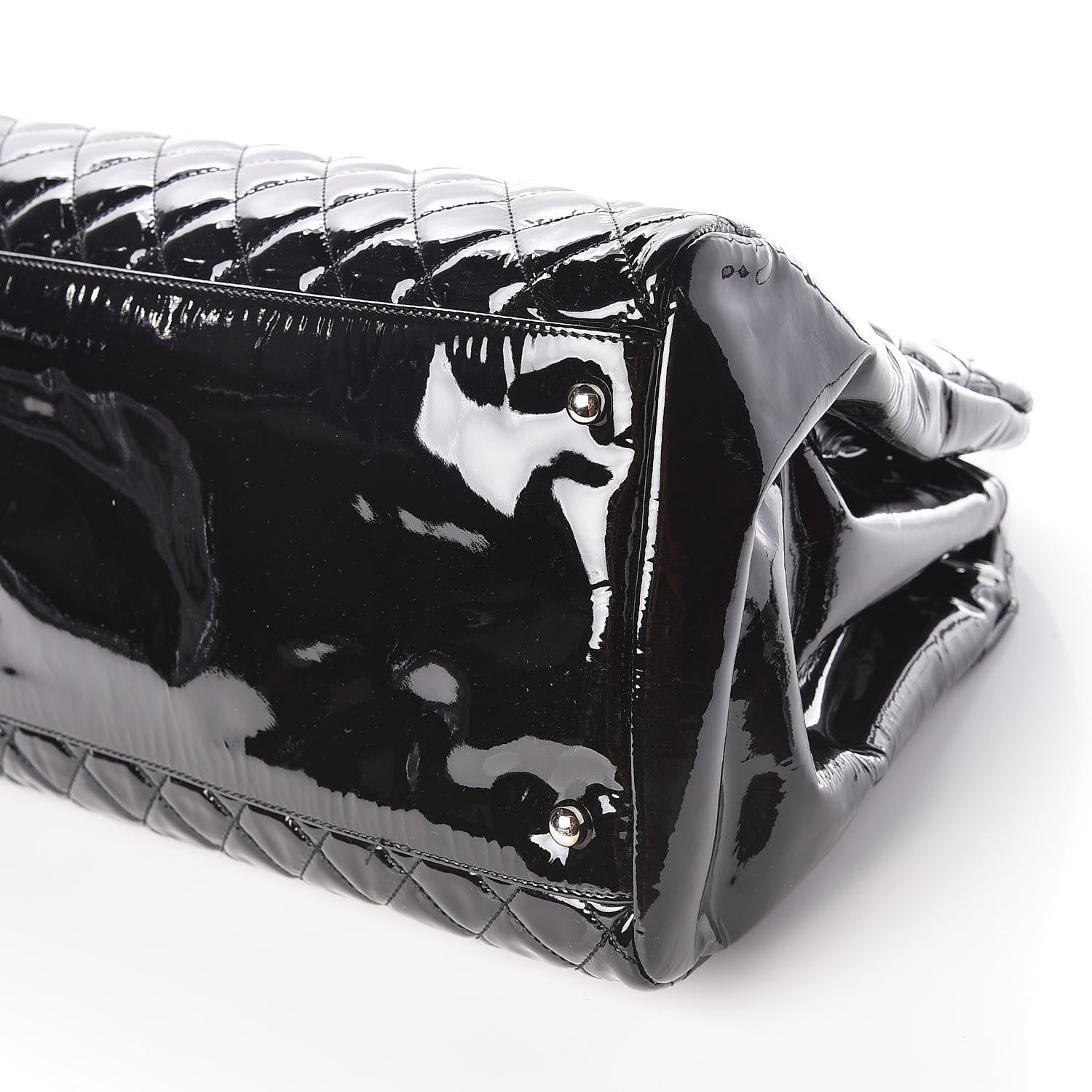 Chanel Patent Quilted Maxi Just Mademoiselle Bowling Bag Black 12 of 12