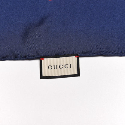 Gucci Silk Sylvie Stripe Web Logo Square Scarf Ivory Blue 5 of 5