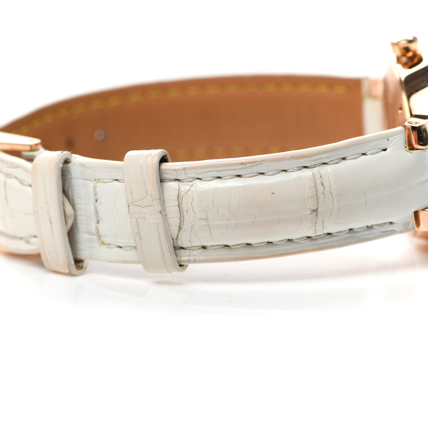 18K Pink Gold Alligator Diamond 28mm Tambour Quartz Watch