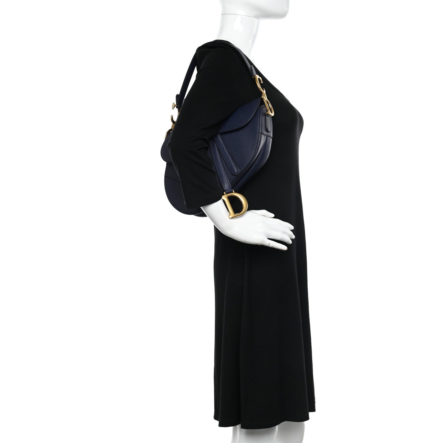 Christian Dior Grained Calfskin Saddle Bag Navy 2 of 10