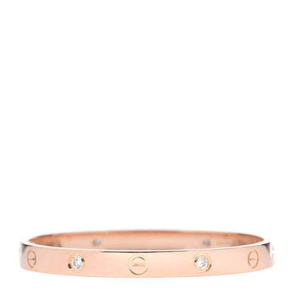 Cartier 18K Pink Gold 4 Diamond LOVE Bracelet 17 3 of 9