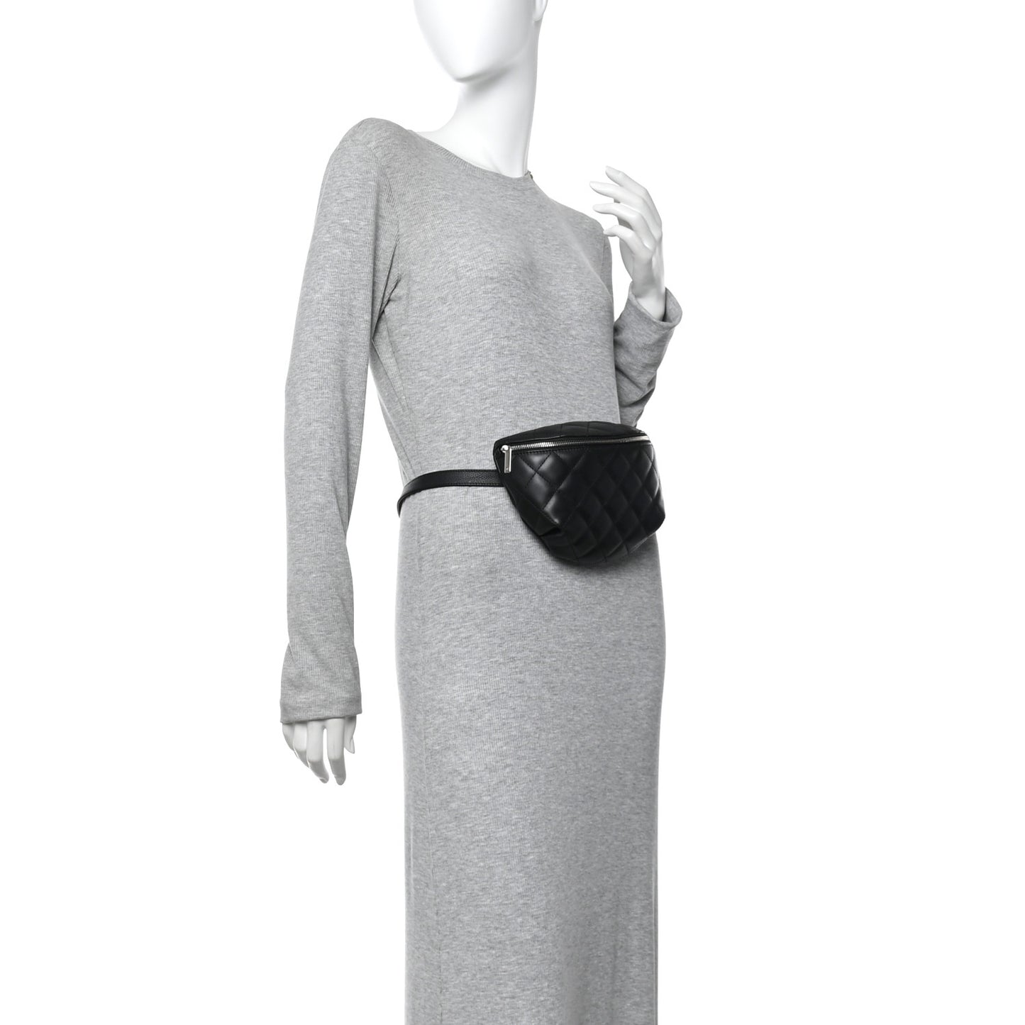 Lambskin Quilted Waist Belt Bag Black