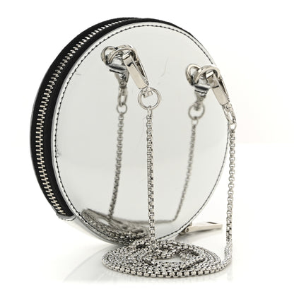 Prada Spazzolato Round Chain Coin Crossbody Pouch Argento 3 of 10