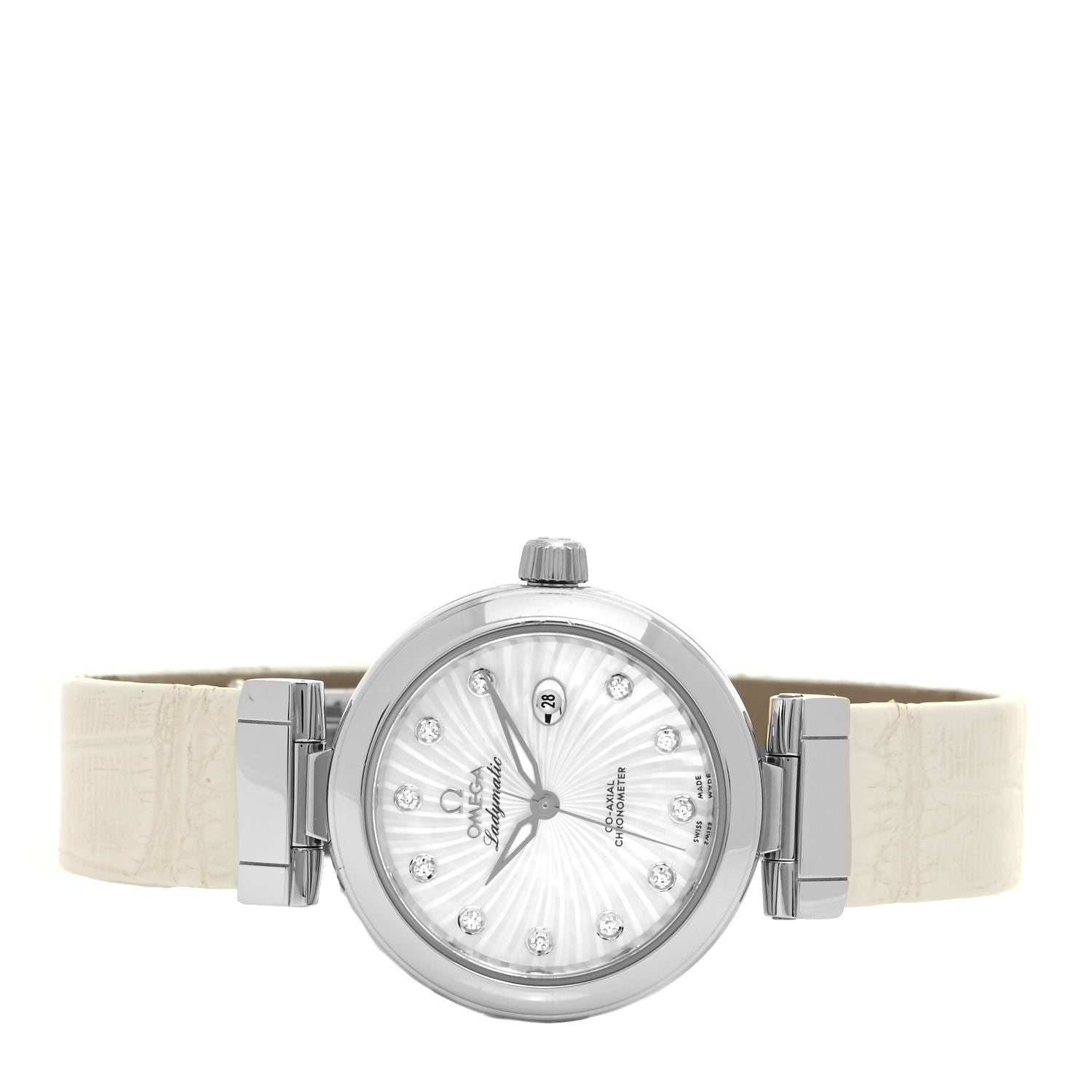 Omega Stainless Steel Calfskin Diamond Mother of Pearl 34mm De Ville Ladymatic Co-Axial Automatic Watch 425.33.34.20.55.001 2 of 5