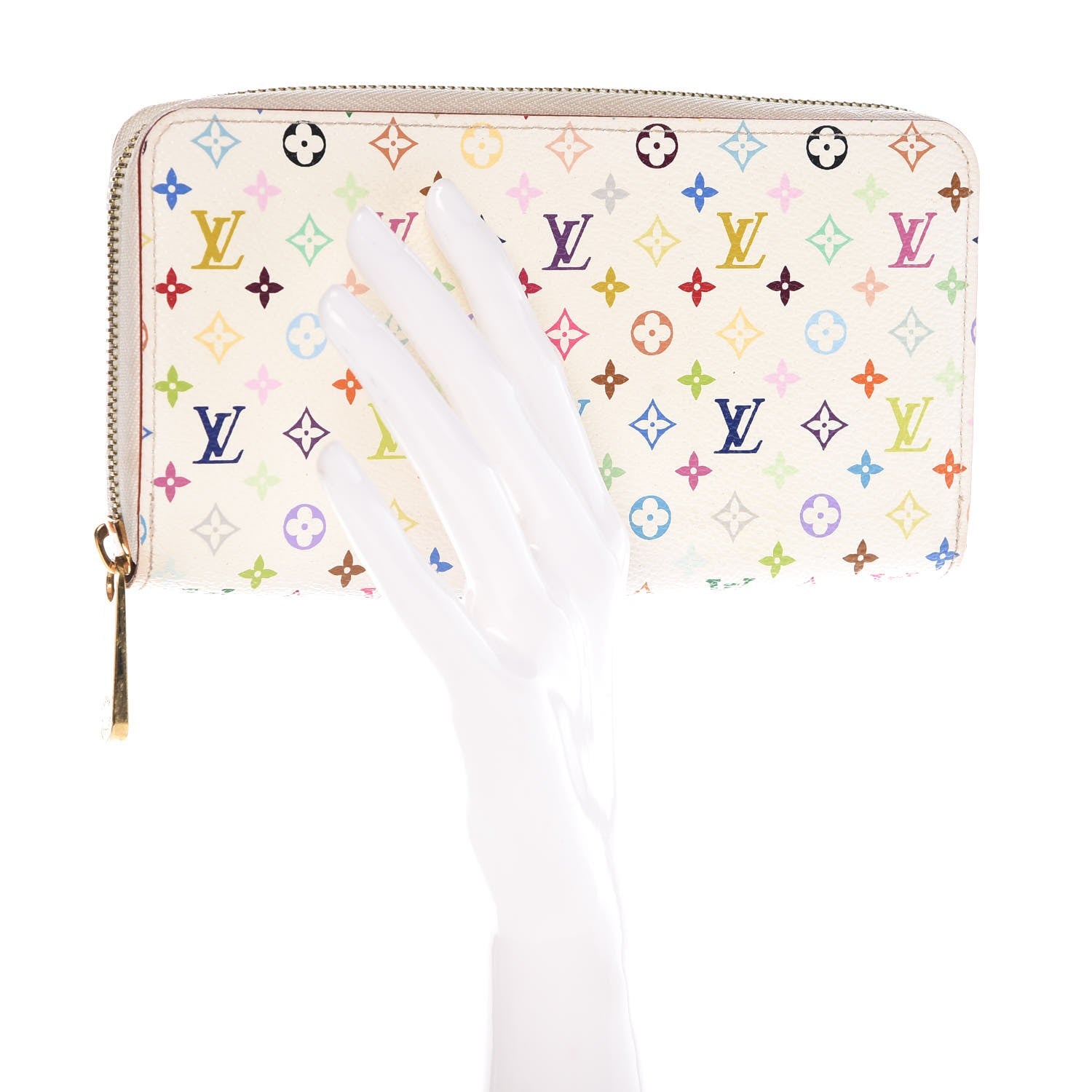 Louis Vuitton Monogram Multicolor Zippy Wallet White Litchi 2 of 8