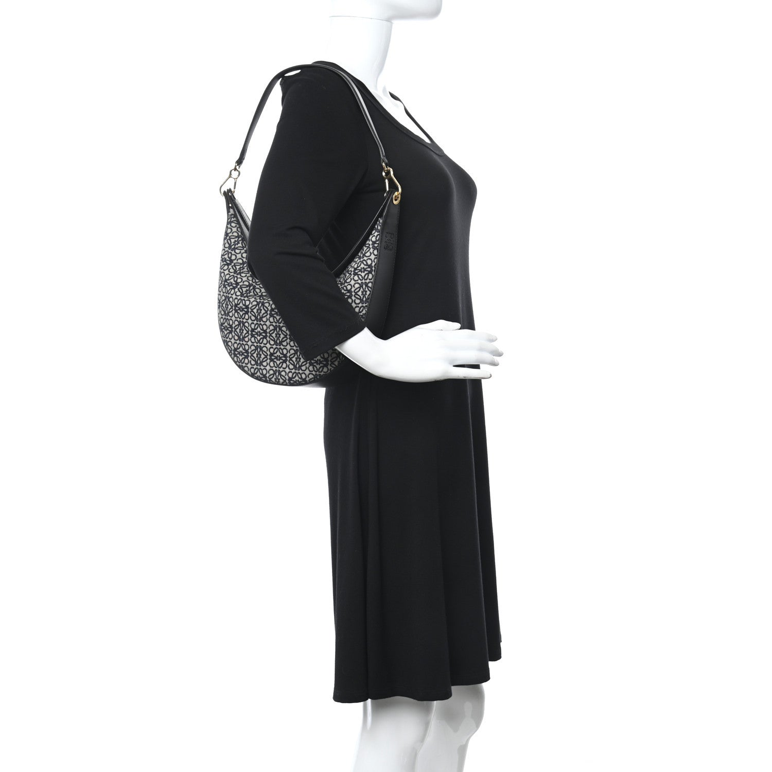 Loewe Jacquard Anagram Calfskin Luna Bag Navy Black 2 of 9