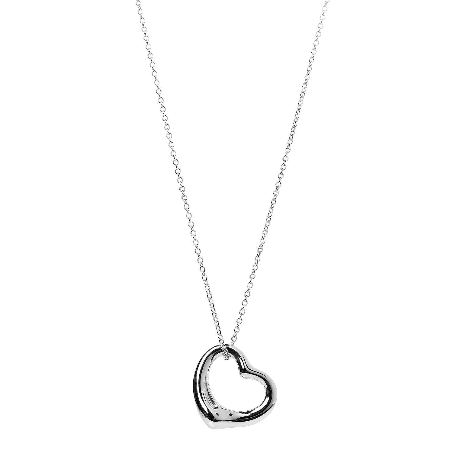 Tiffany Sterling Silver 22mm Elsa Peretti Open Heart Pendant Necklace 1 of 6