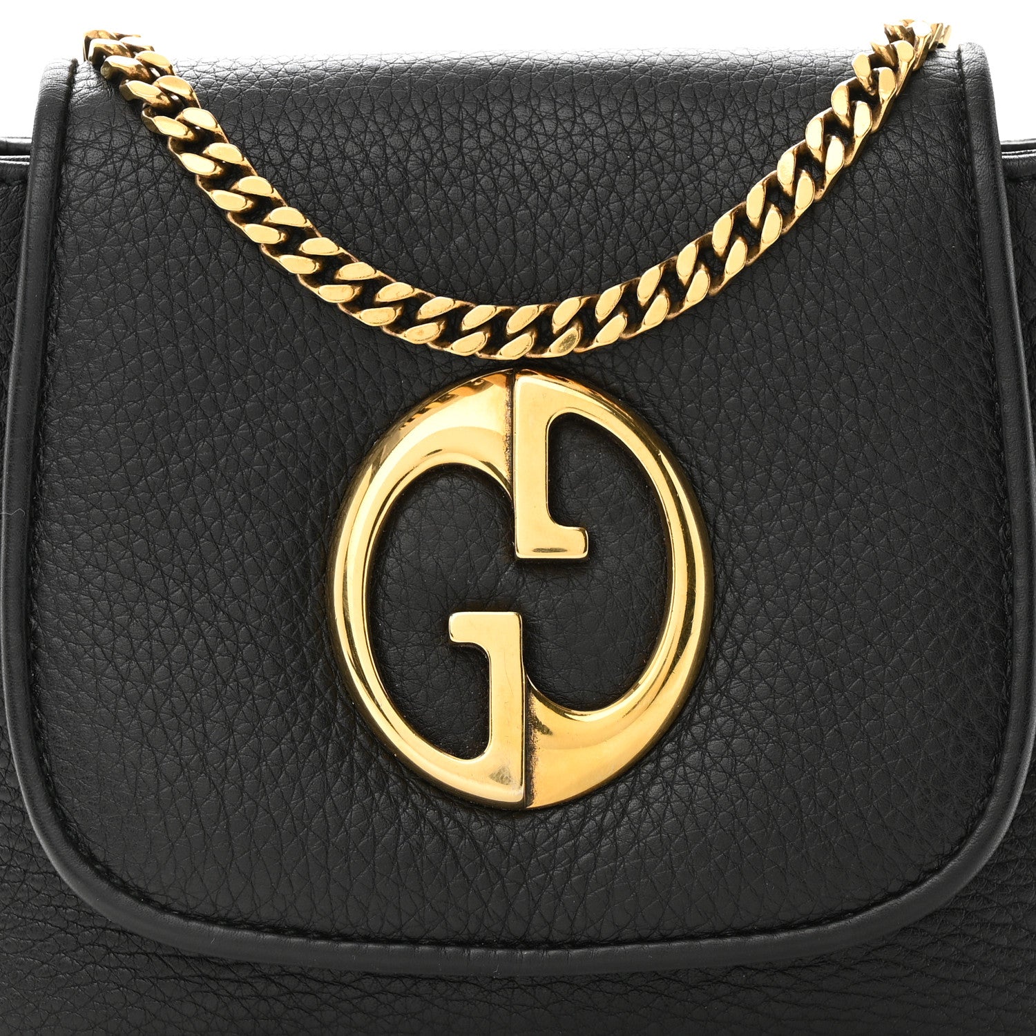 Gucci Pebbled Calfskin Small 1973 Chain Shoulder Bag Black 8 of 10