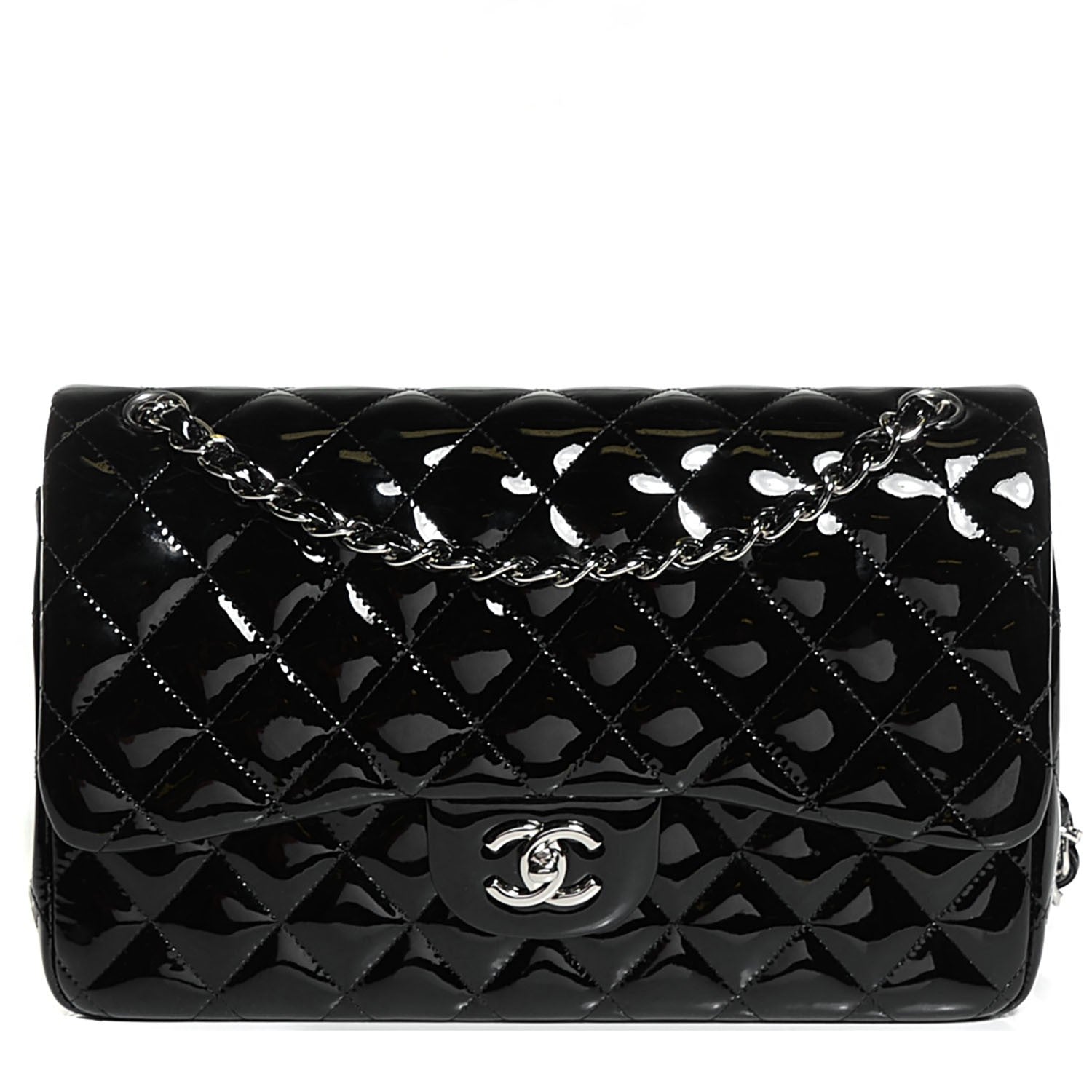 Chanel Patent Quilted Jumbo Double Flap Black 1 of 8