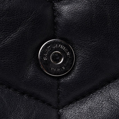 Saint Laurent Lambskin Quilted Toy Loulou Puffer Monogram Chain Satchel Black 14 of 16