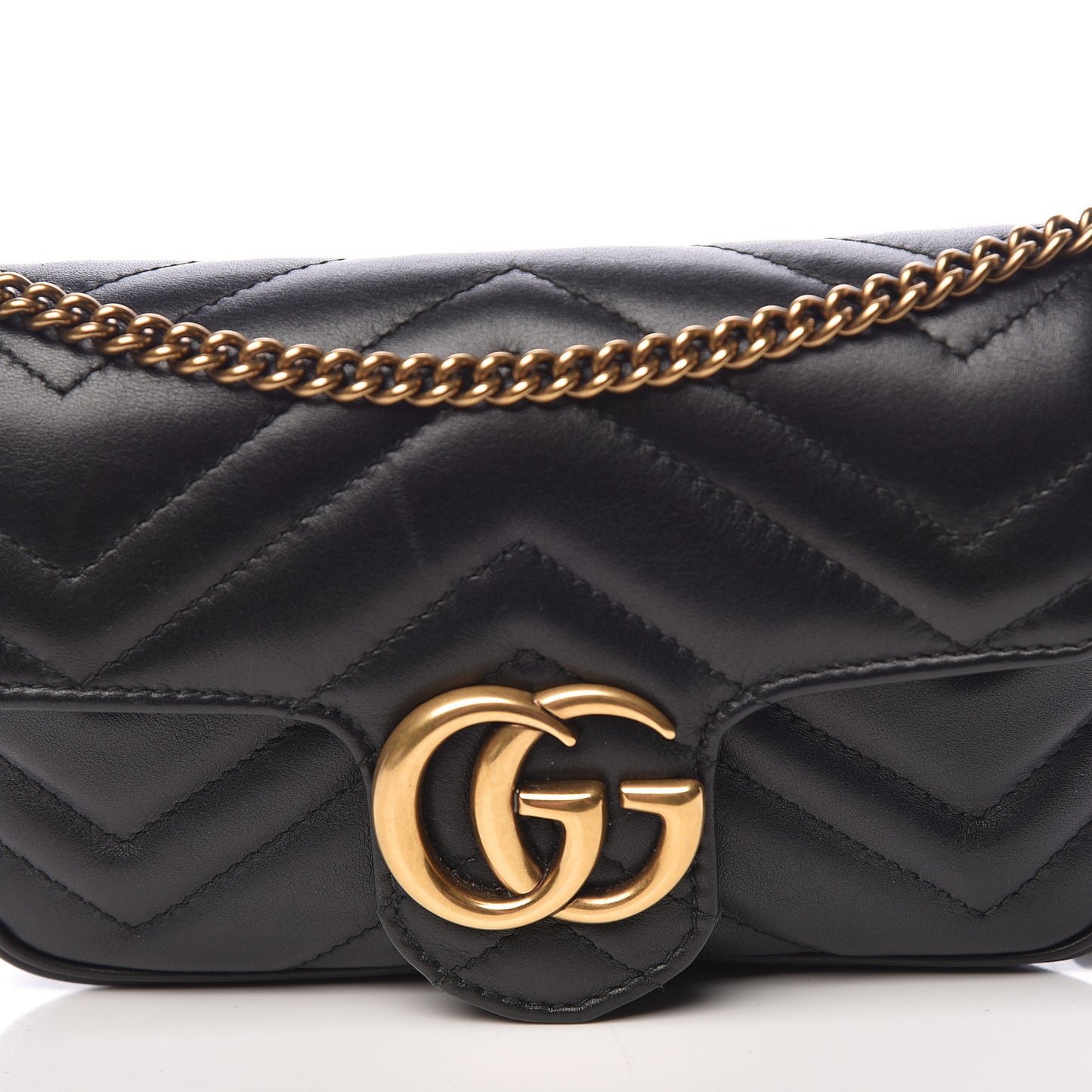Calfskin Matelasse Super Mini GG Marmont Shoulder Bag Black