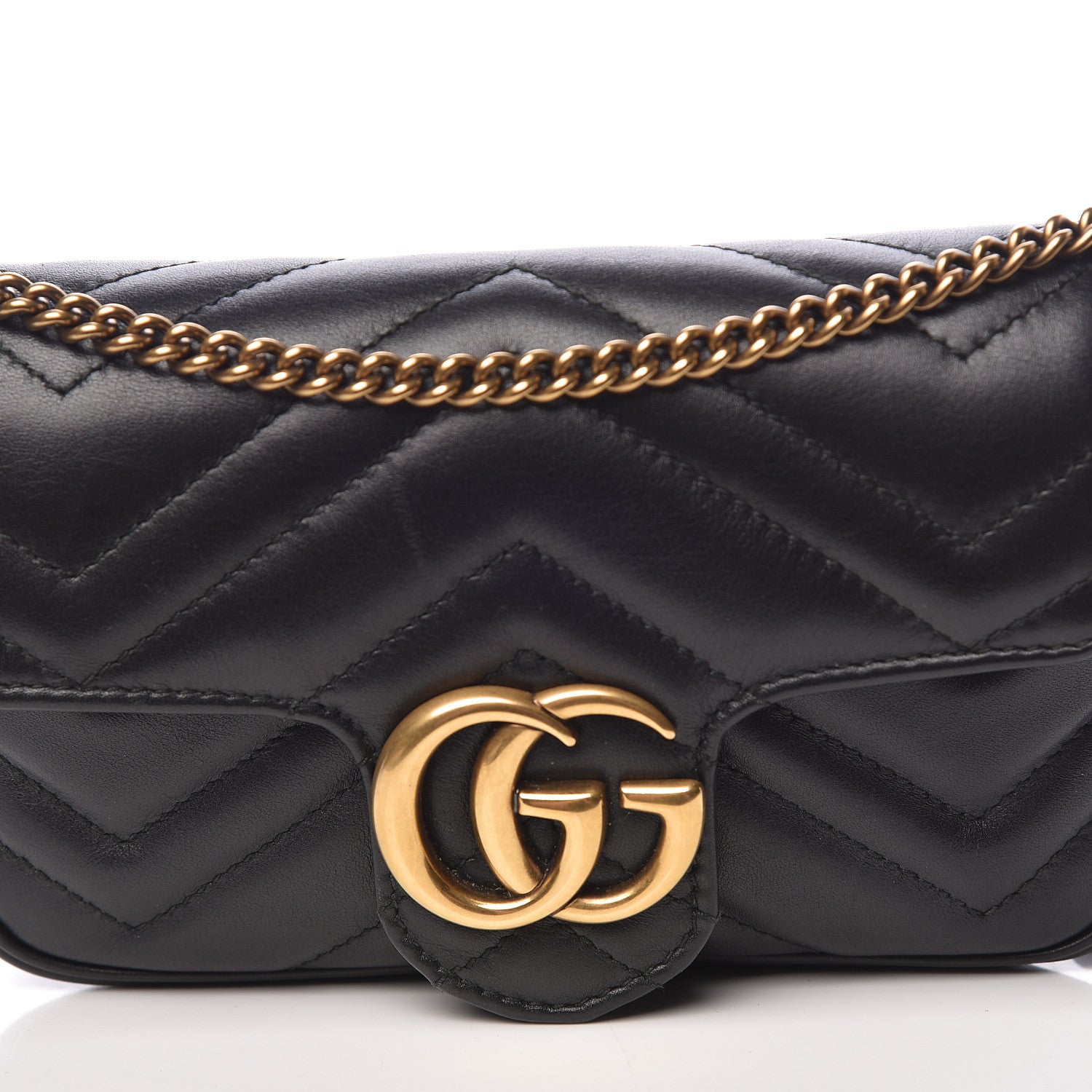 Gucci Calfskin Matelasse Super Mini GG Marmont Shoulder Bag Black 8 of 11