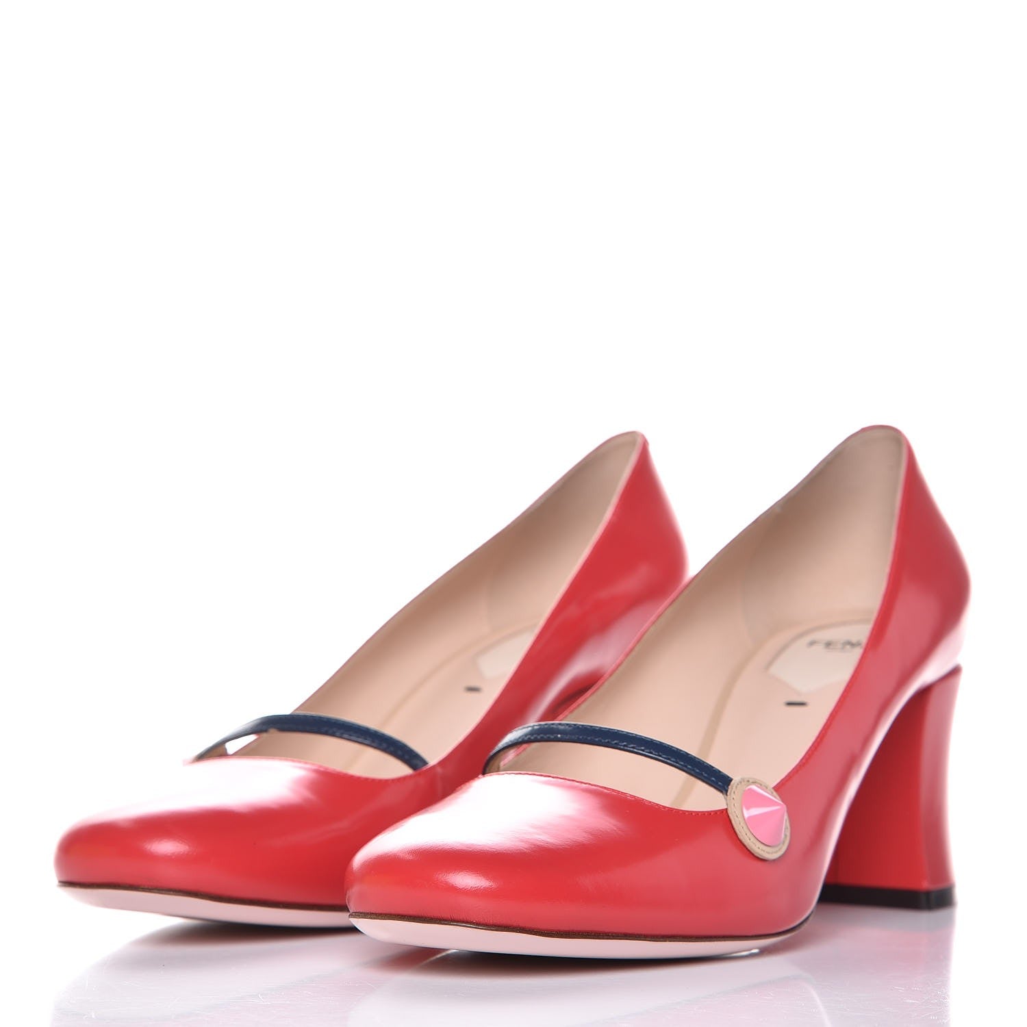 Fendi Calfskin Rainbow Mary Jane Pumps 39 Flame Sand 3 of 13