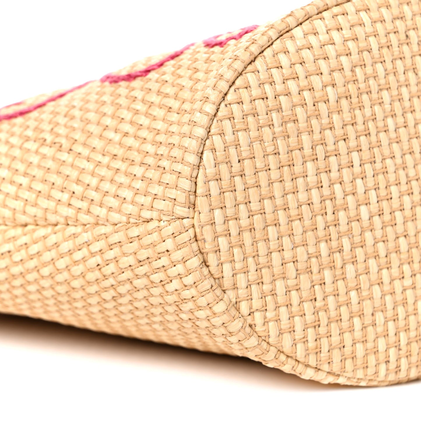 Woven Raffia Mini Kendra Logo Tote Pink Multicolor