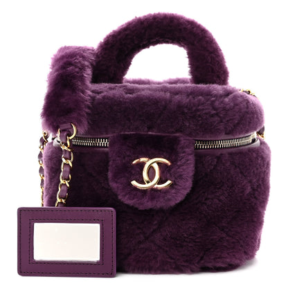 Chanel Shearling Lambskin Quilted Small Vanity Case Purple 1 of 11