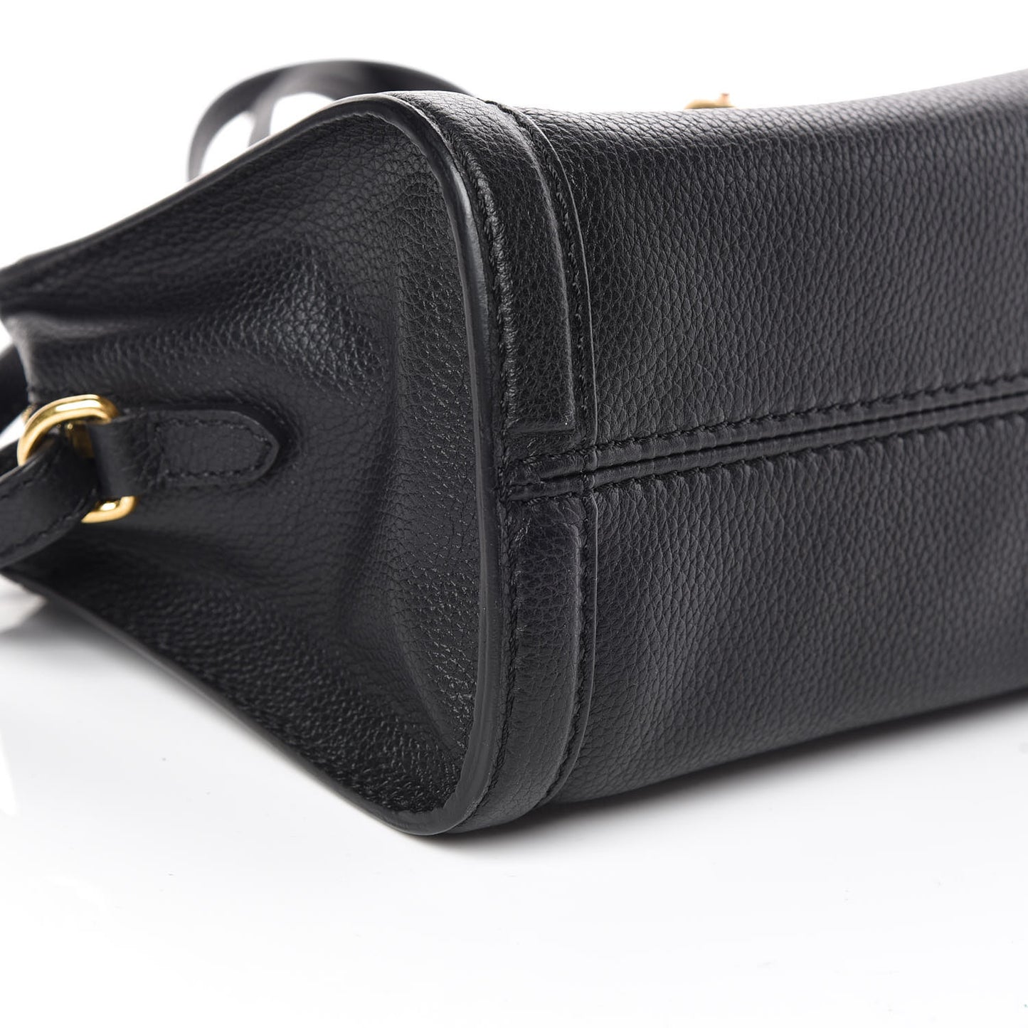 Pebbled Calfskin Mini Padlock Tote Black
