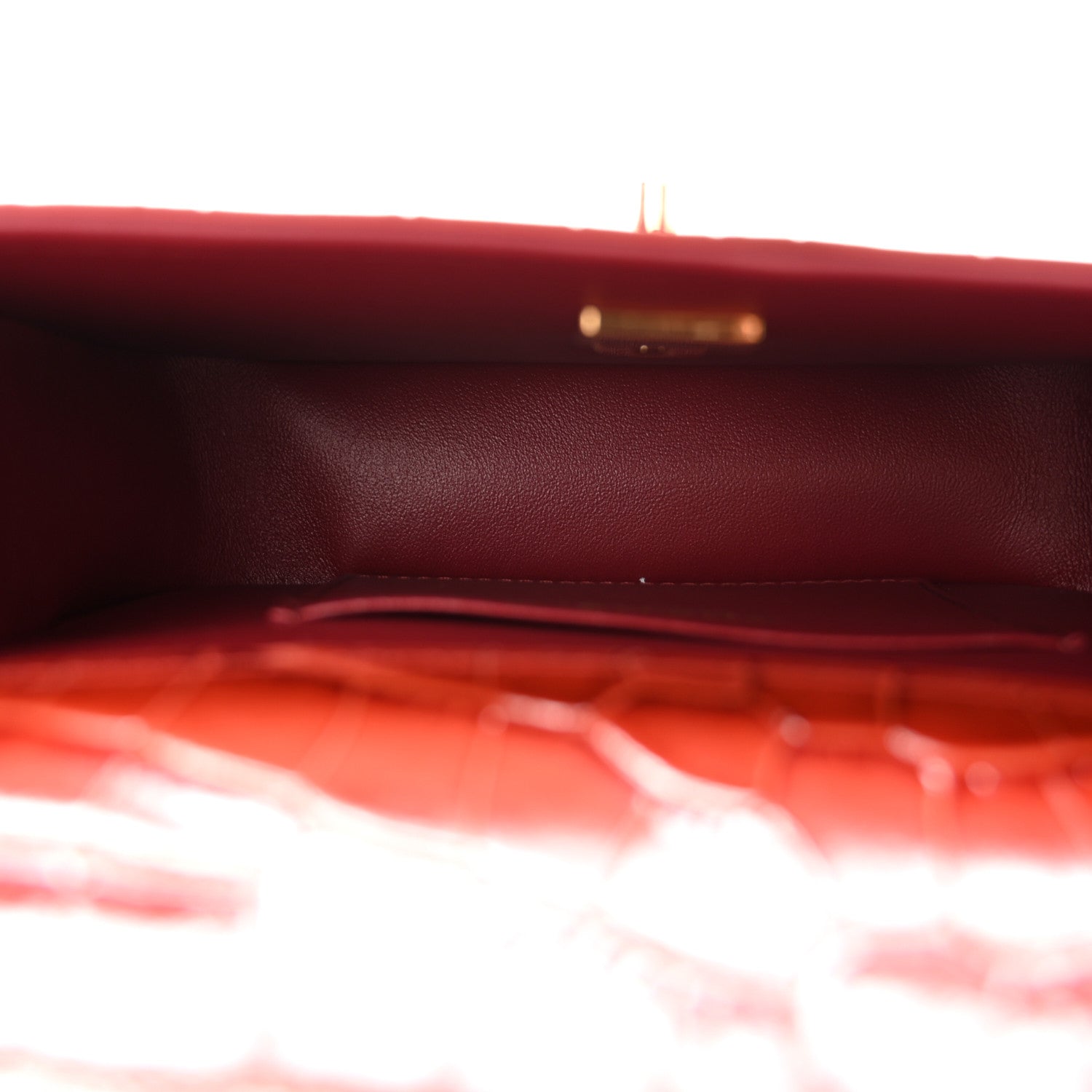 Chanel Calfskin Crocodile Embossed Turn Around Mini Flap Burgundy 5 of 11