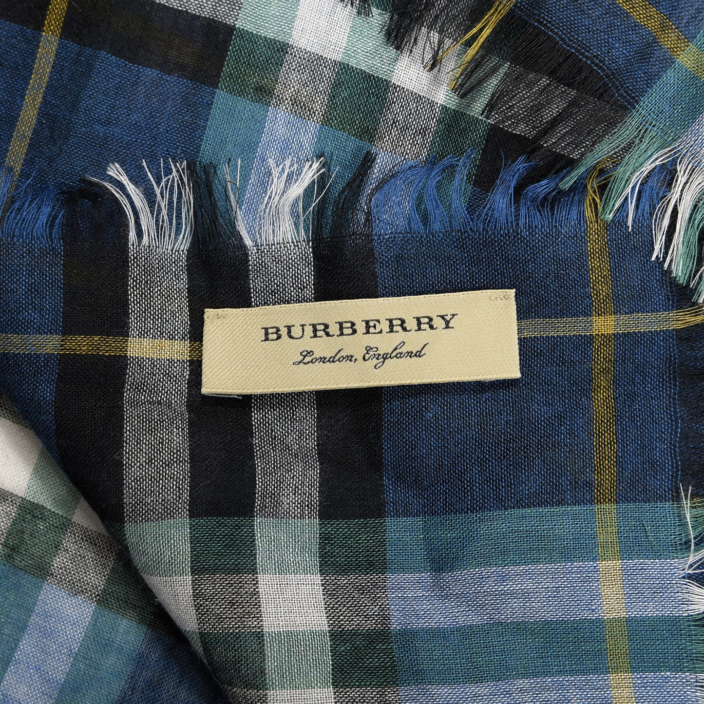 Modal Wool Vintage Check Square Scarf Blue