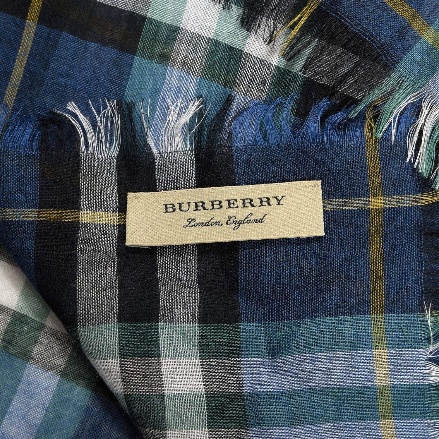 Burberry Modal Wool Vintage Check Square Scarf Blue 2 of 3