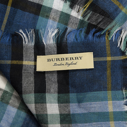 Burberry Modal Wool Vintage Check Square Scarf Blue 2 of 3
