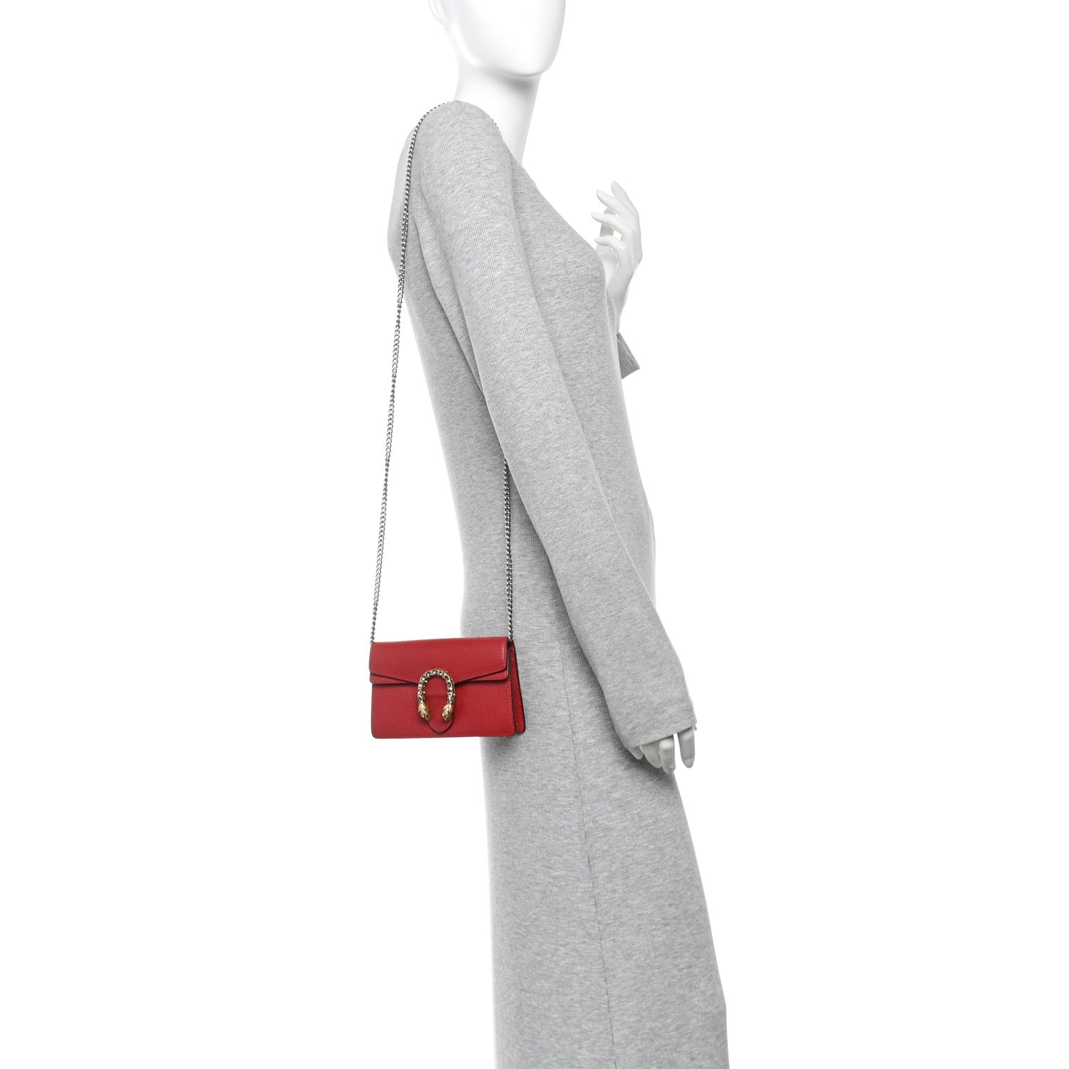 Gucci Calfskin Super Mini Dionysus Shoulder Bag Hibiscus Red 2 of 9