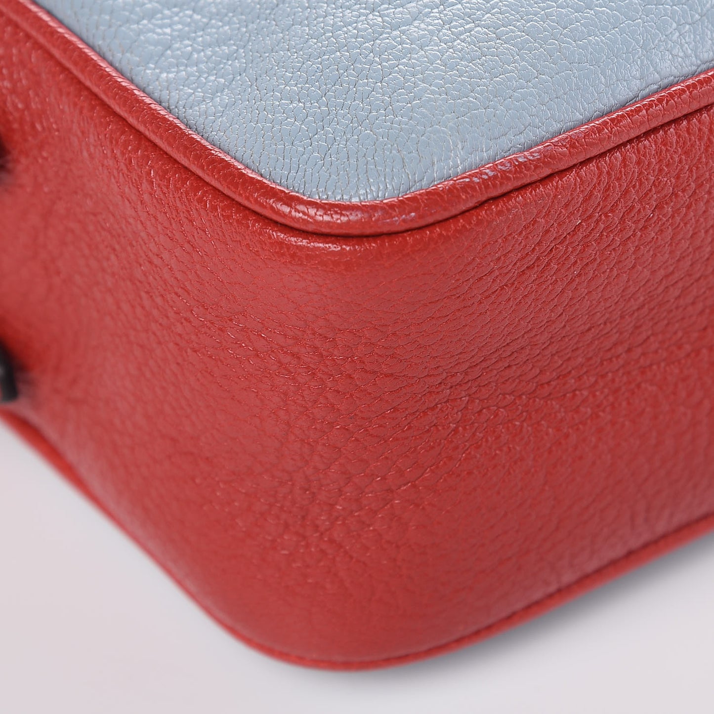 Goatskin Madras Double Zip Crossbody Bag Rosso Cielo